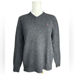 Vintage Polo Ralph Lauren Men's Charcoal V Neck Sweater